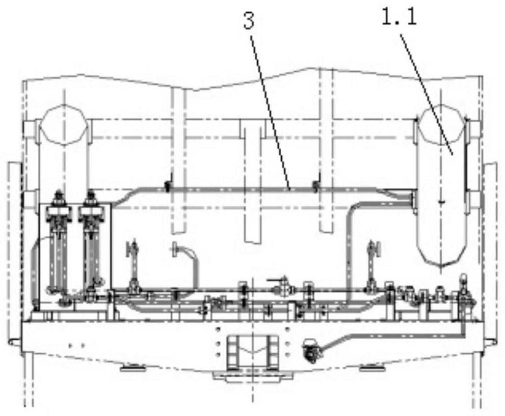 A new type of air storage tube device and ballast hopper car