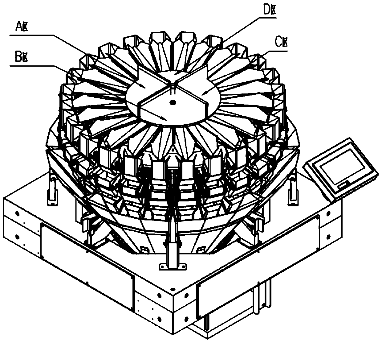 Externally-hung preference hopper device, combined weighing system and application