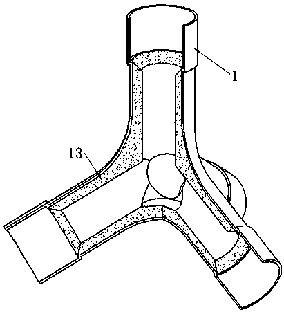 A spliced ​​space multi-branch distribution heat pipe and its preparation method