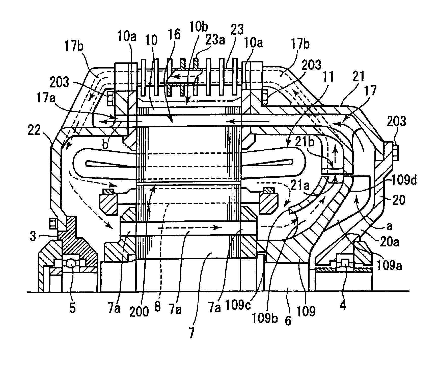 Fully enclosed type motor with outer fans