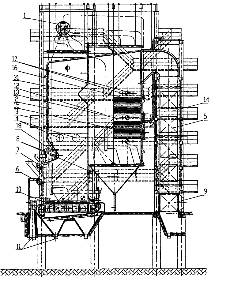 Boiler for derived fuel RDF, waste plastics RPF and waste wood of combustion of refuses