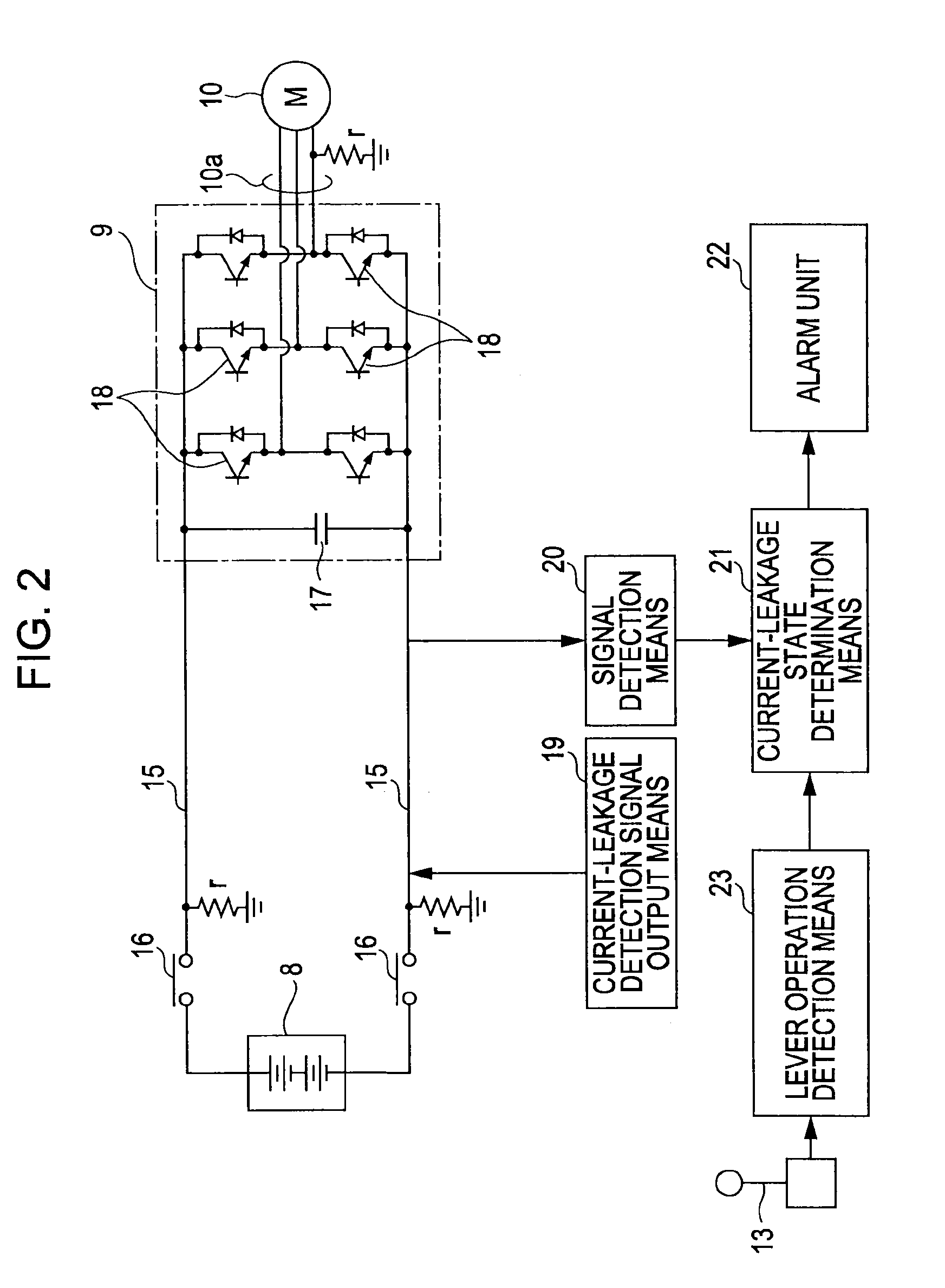 Current leakage detector of construction machine