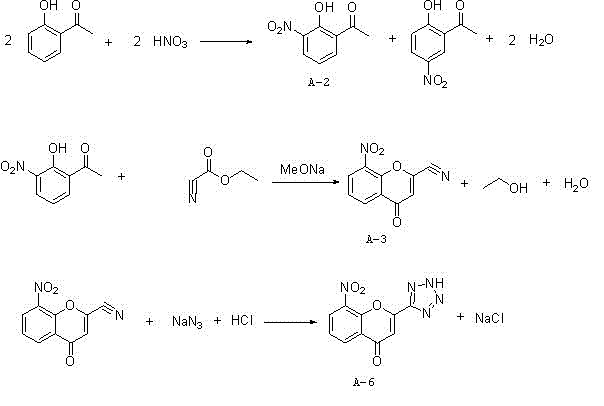 Synthesis method of 8-nitro-2-tetrazol-5-yl-4-oxo-4H-1-benzopyran