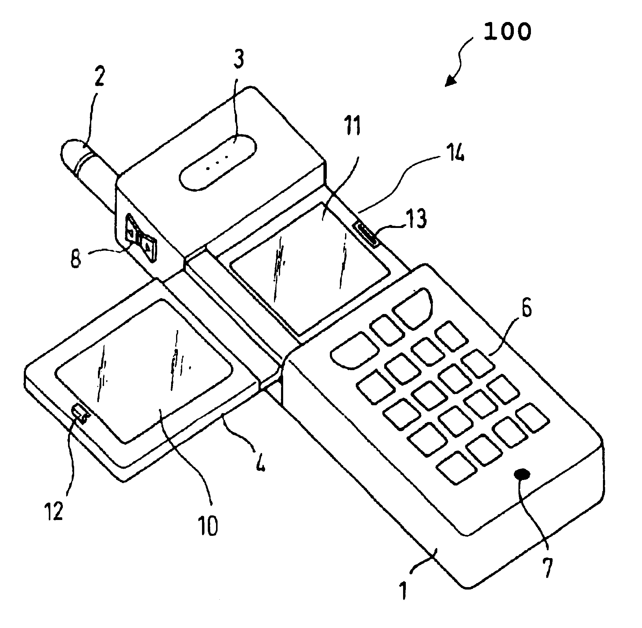 Portable electronic terminal apparatus having a plurality of displays