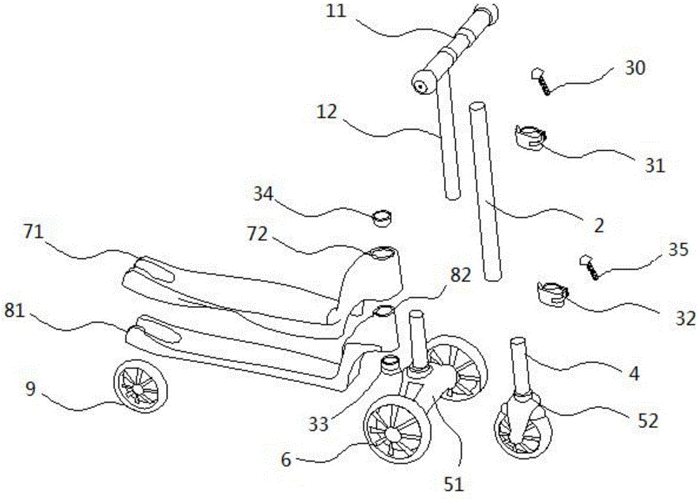 Two-wheel/ three-wheel convertible scooter