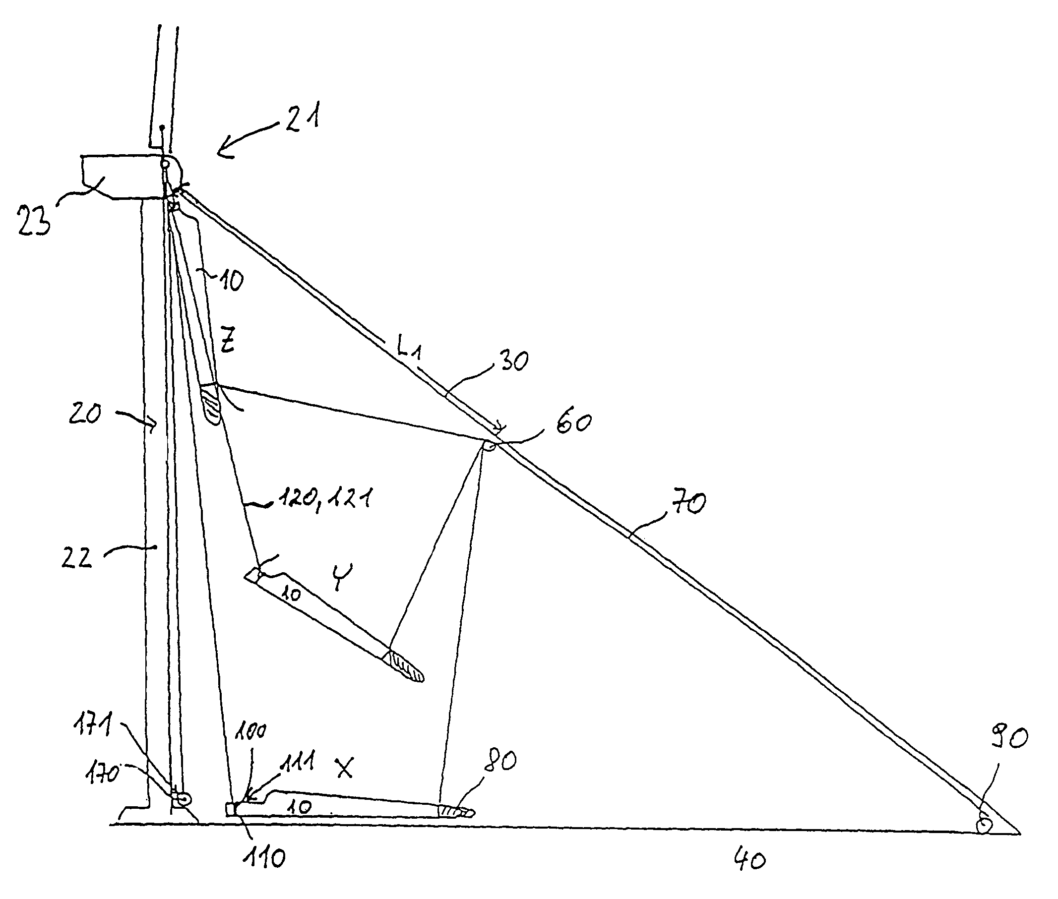 Device and method for mounting and dismantling a component of a wind turbine