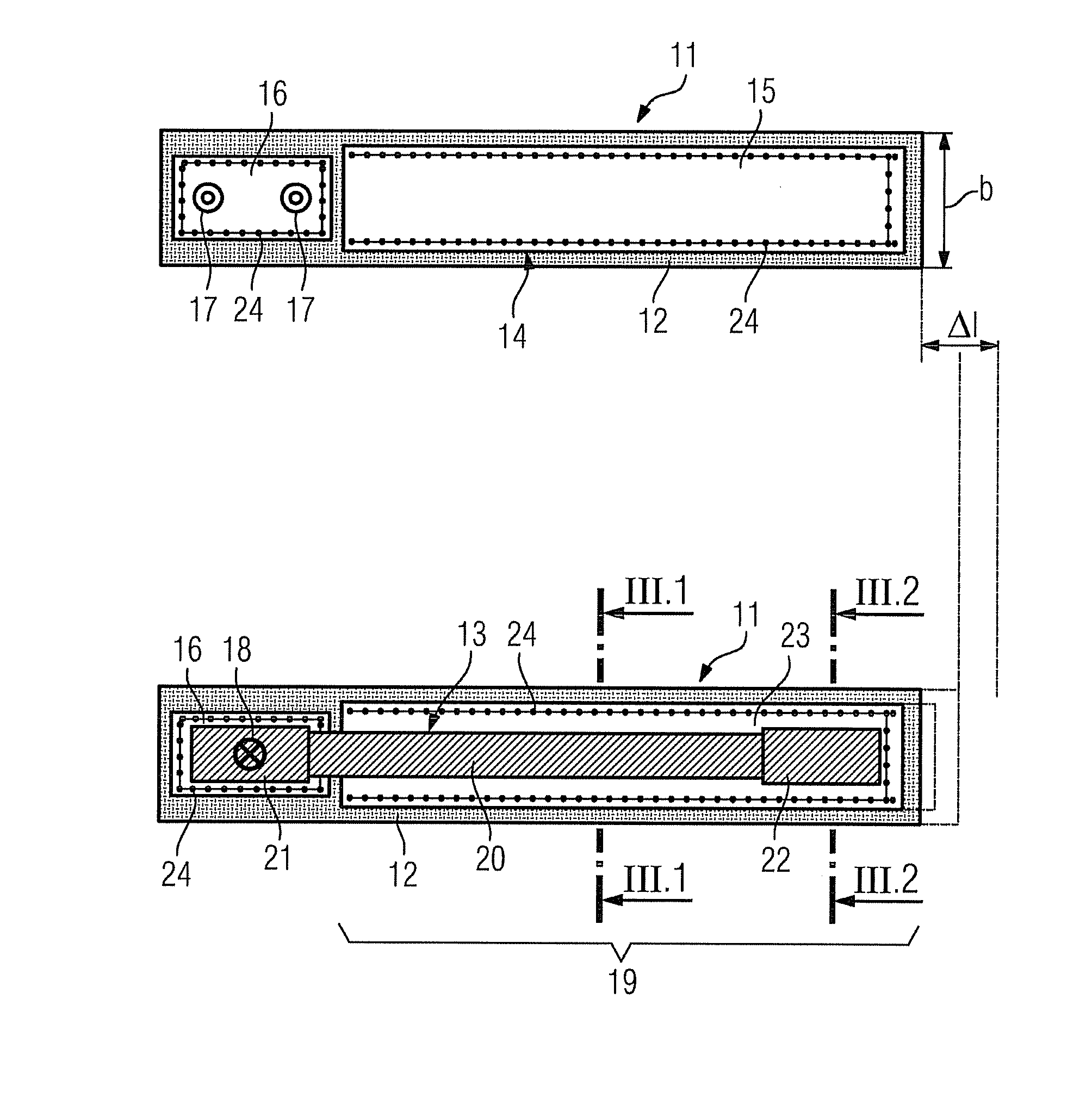 Support structure for a sensor strip and sensor strip for mounting on said support structure