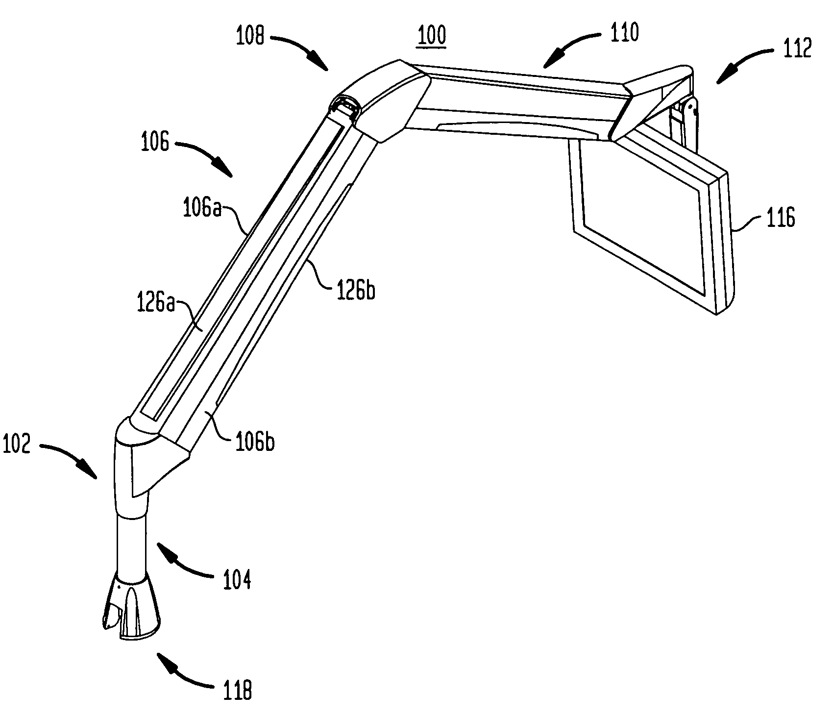 Extension arm with moving clevis