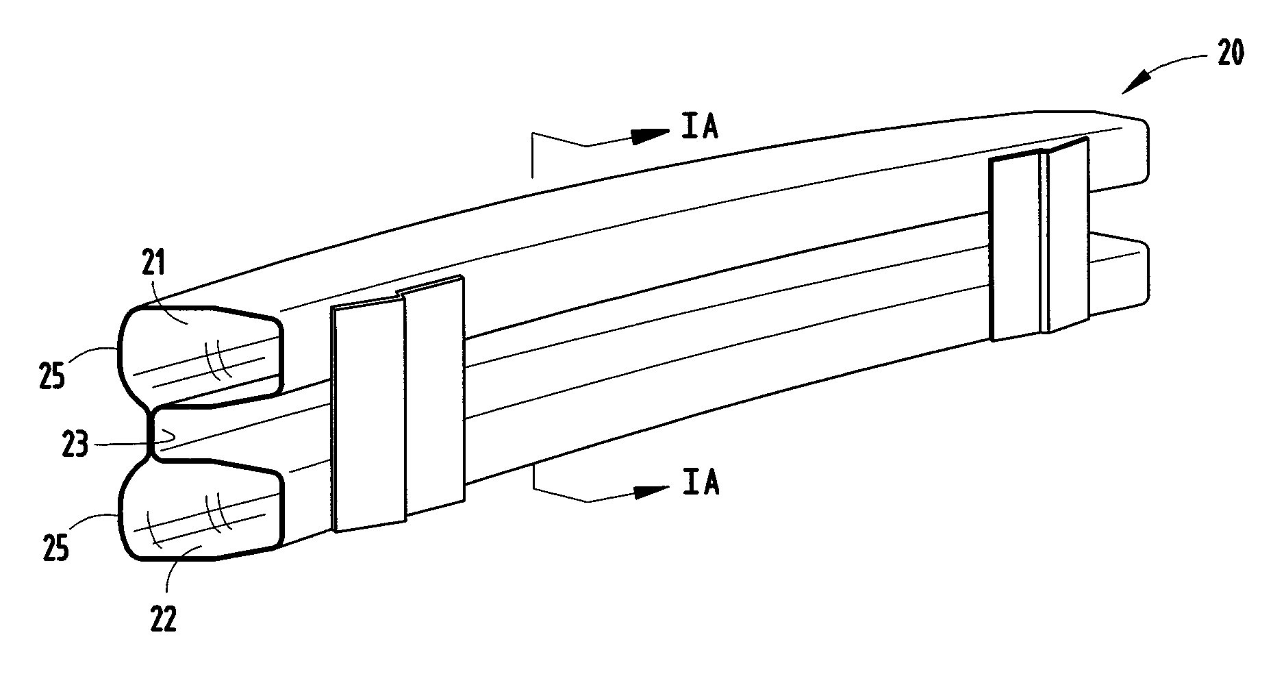 B-shaped beam with radiused face but recessed center