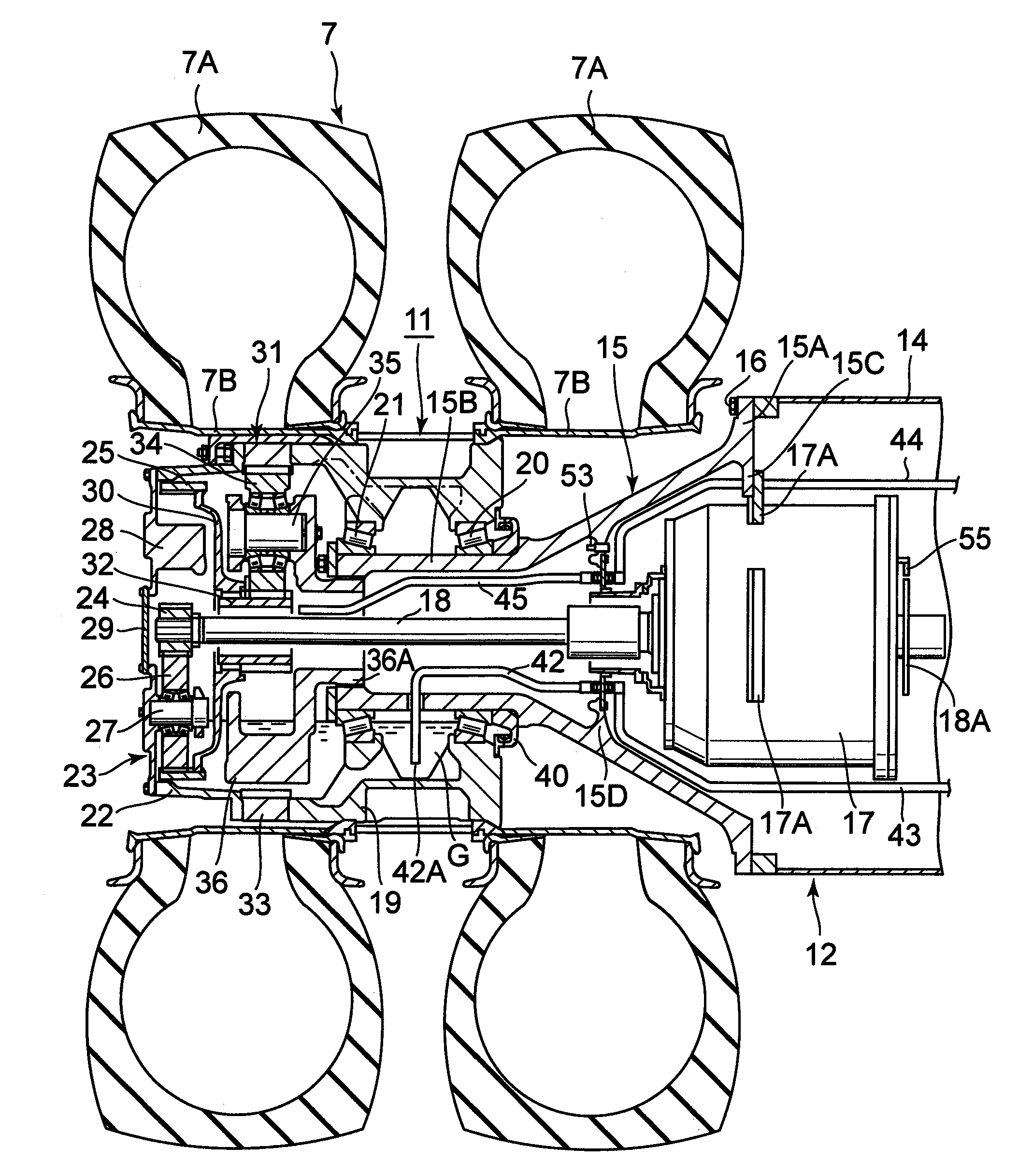 Traveling drive unit for working vehicle