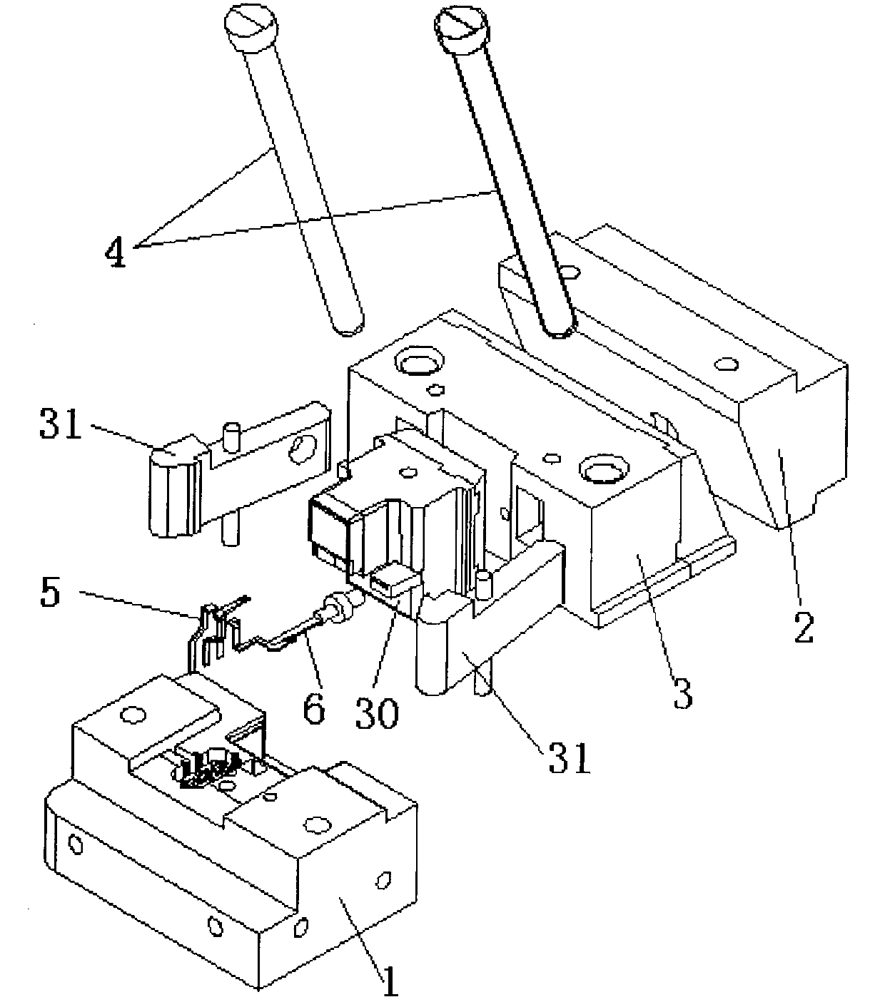 Separated-type slide block mechanism with flicking needle