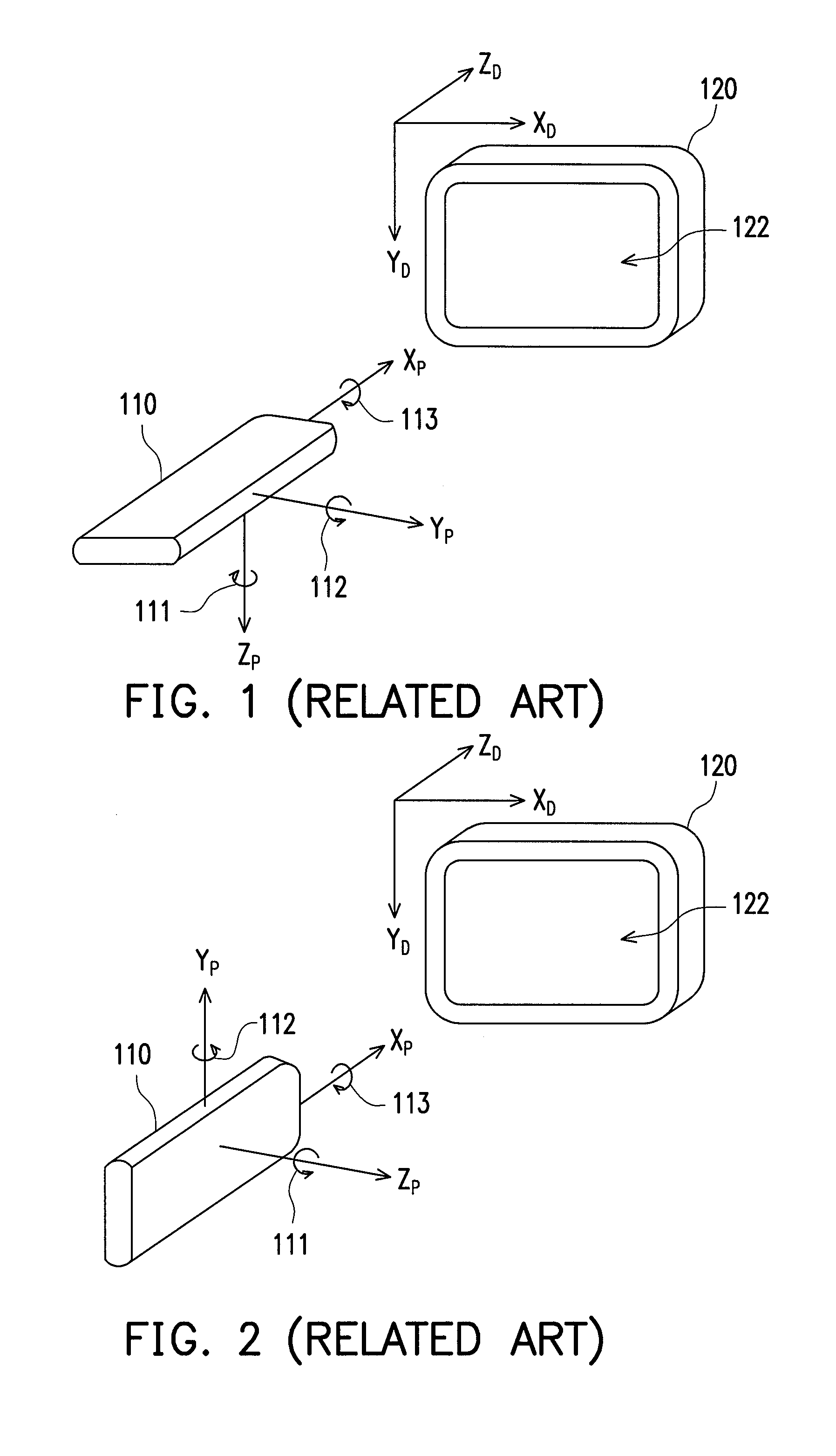 3D pointing device and method for compensating rotations of the 3D pointing device thereof