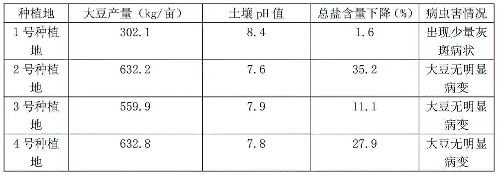 Method for planting soybeans in medium saline and alkaline land