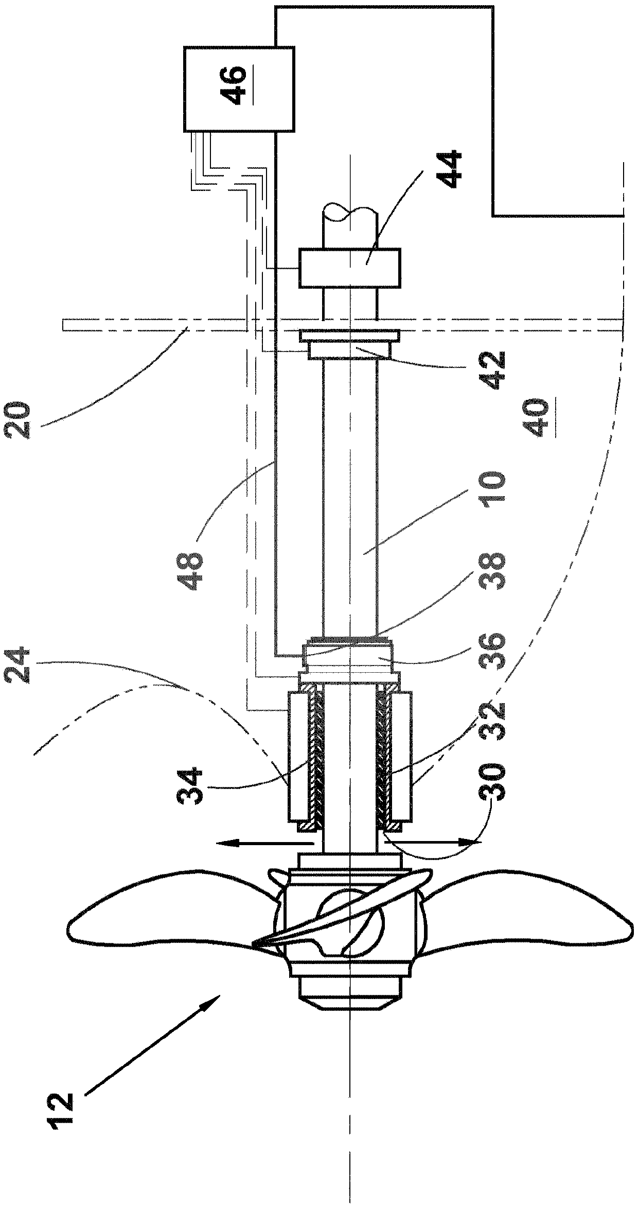 Arrangement for supporting propeller shaft of marine vessel and method of servicing such