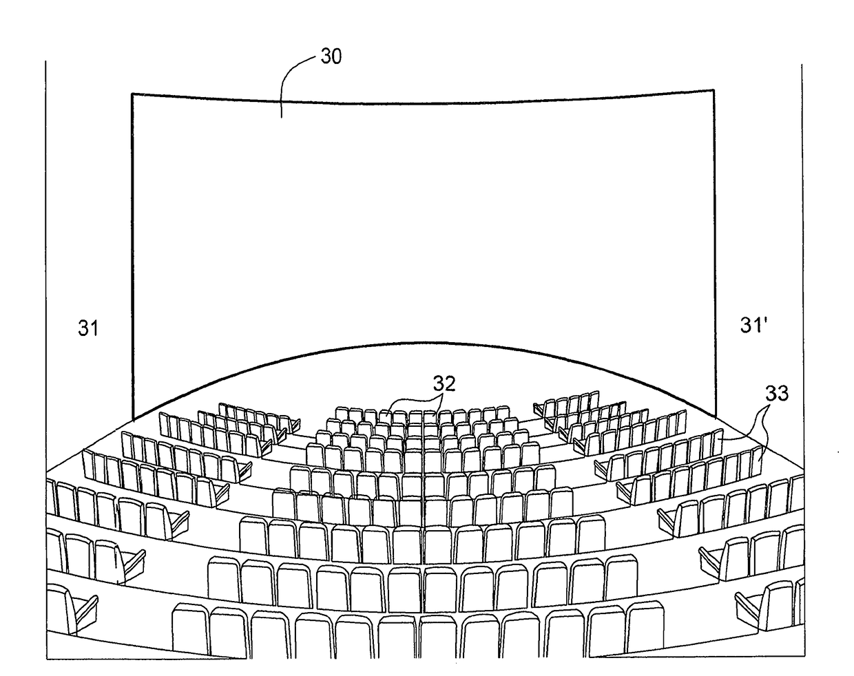 Method and system for creating wide-screen picture-dominance effect in a conventional motion-picture theater