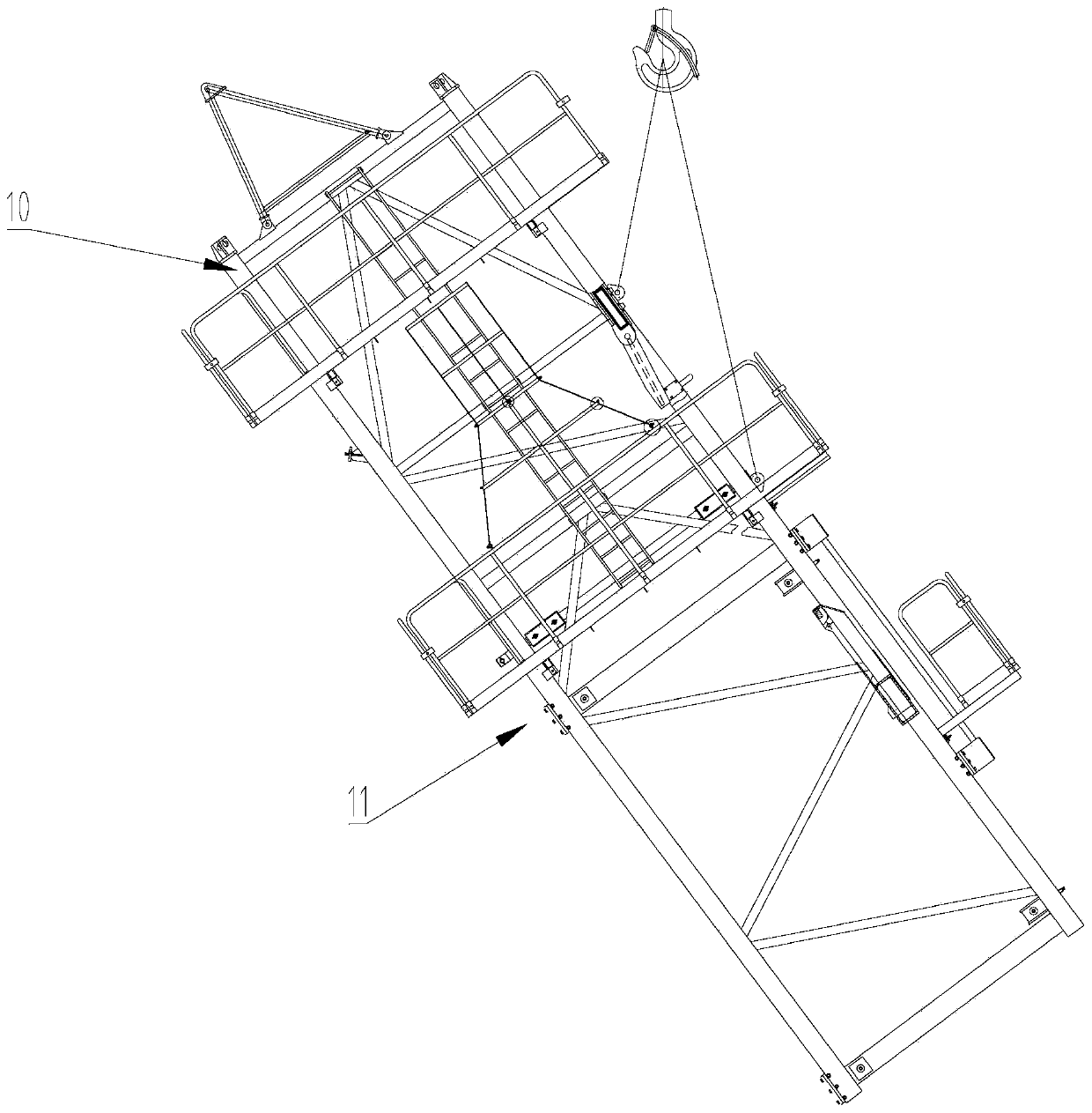 Tower crane and climbing frame thereof