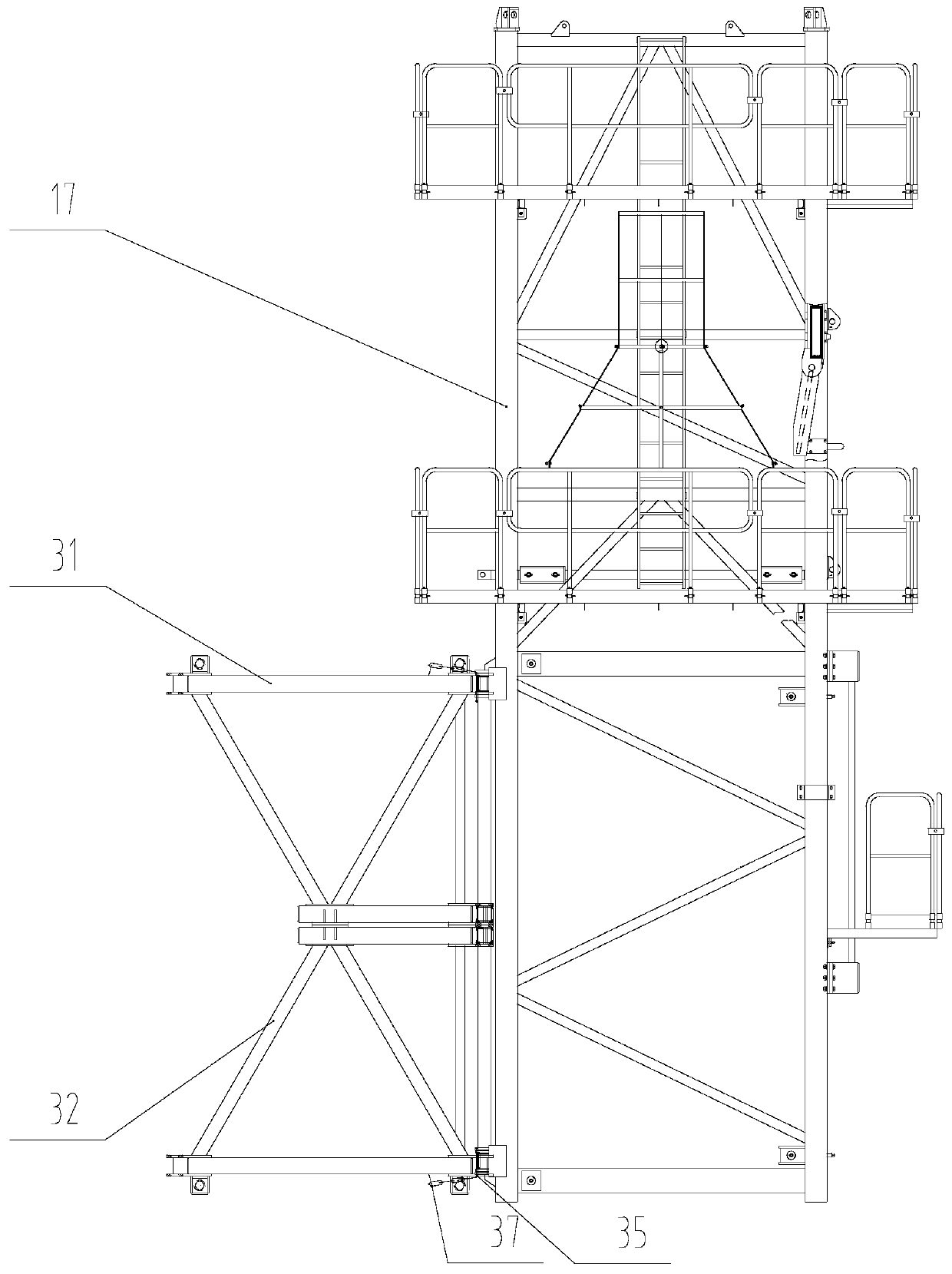 Tower crane and climbing frame thereof