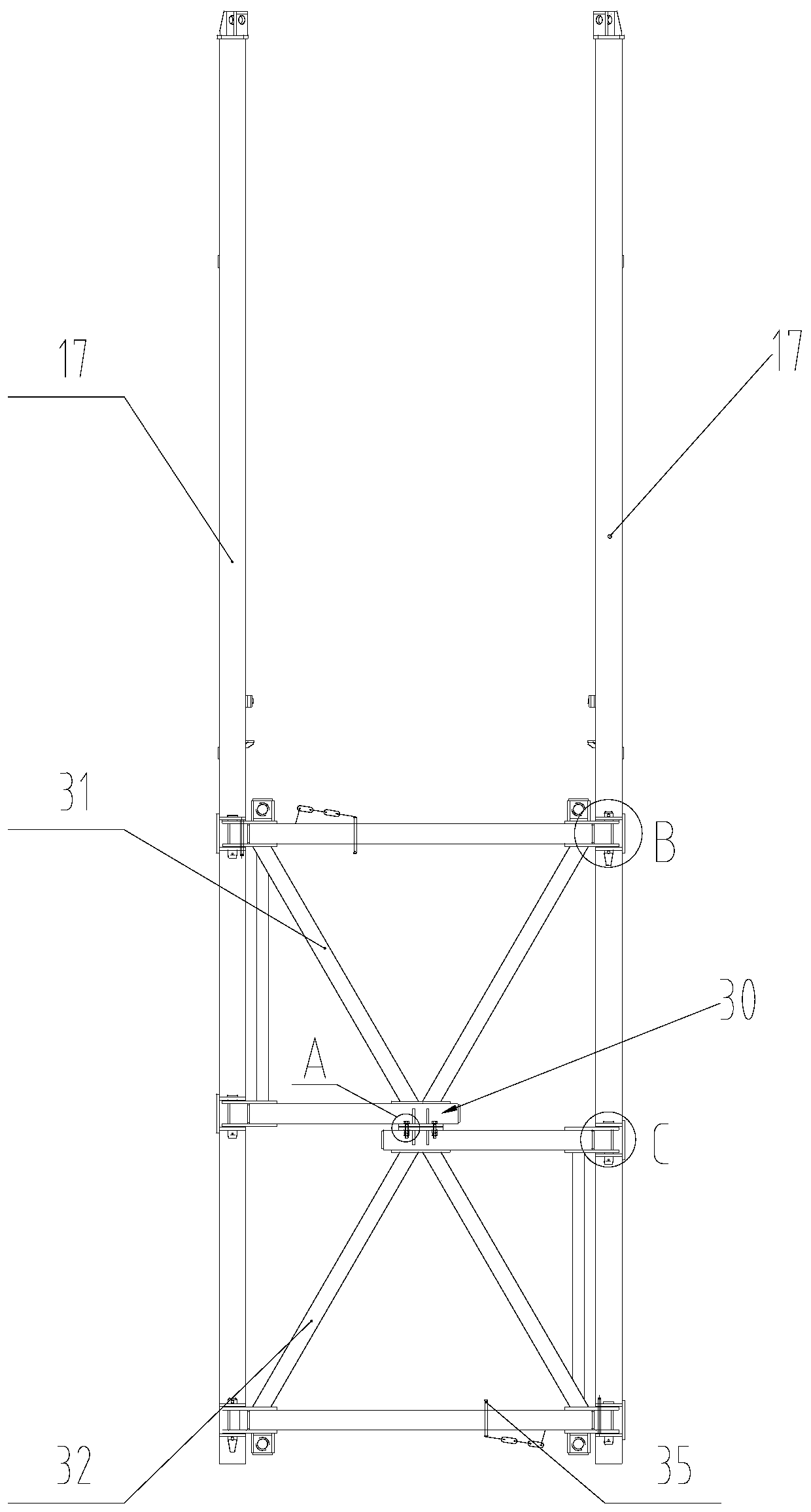 Tower crane and climbing frame thereof