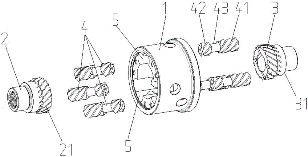 Cylinder helical tooth stress balanced limited-slip differential