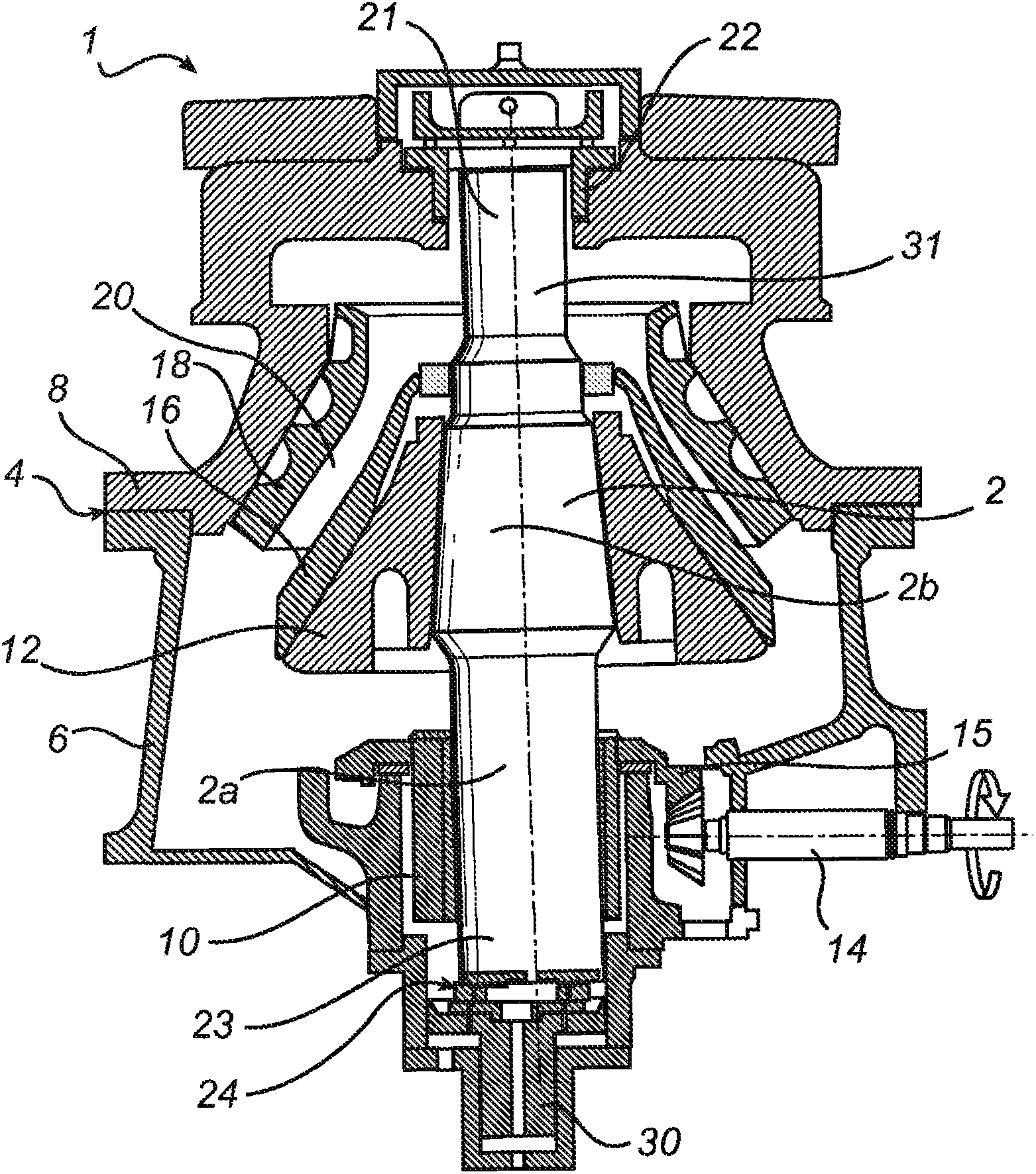 Thrust bearing for a gyratory crusher and method of supporting a vertical shaft in such a crusher