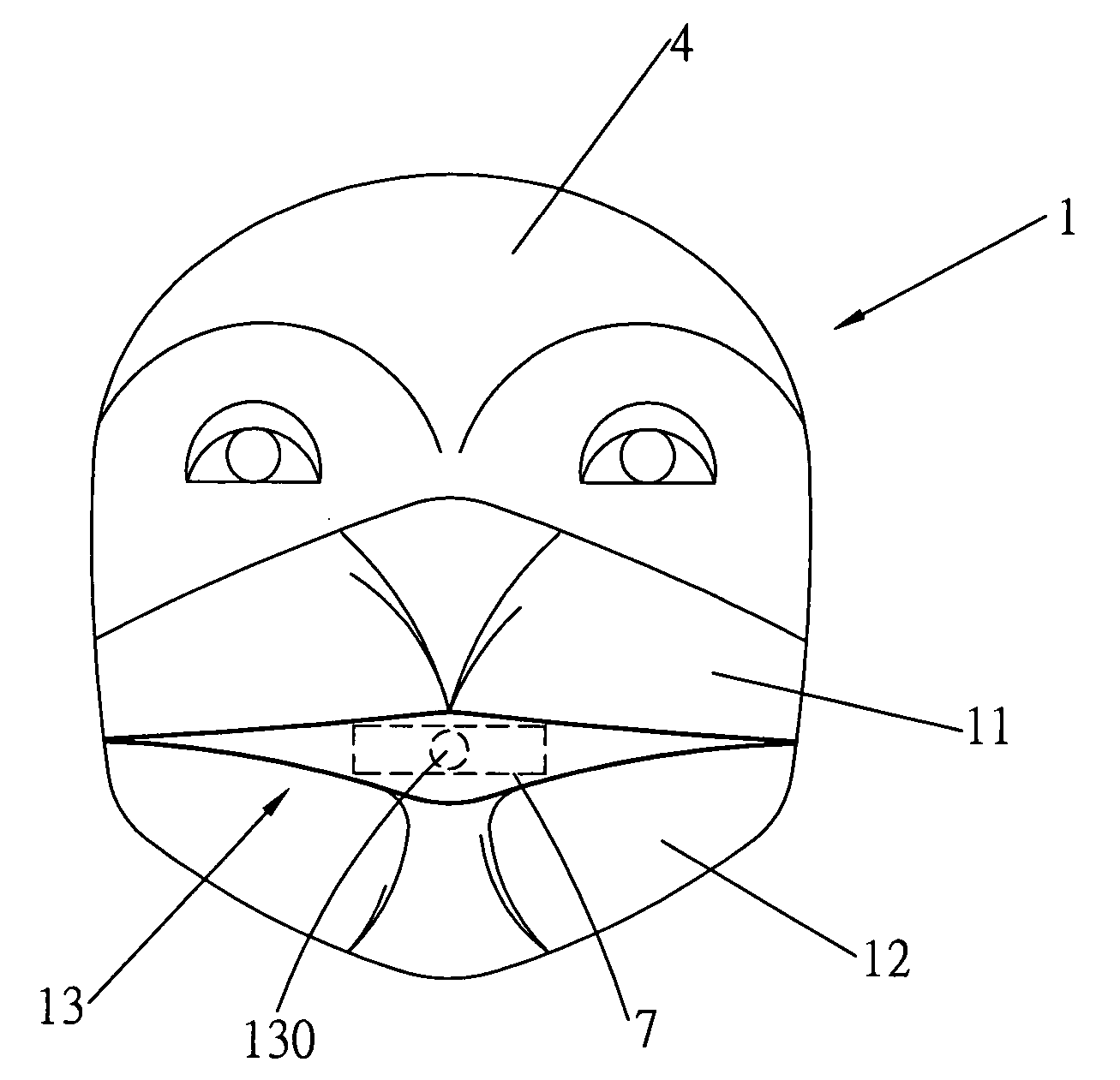Amusing mask having composite formative variability function