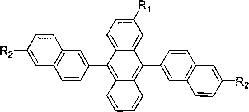 Substituted 9,10-dinaphthyl anthracene blue light-emitting organic electro-luminescent material and method for preparing same