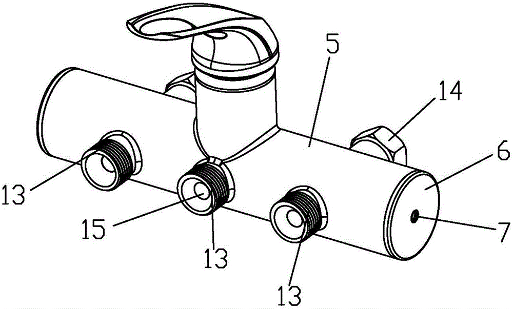 Multifunctional water mixing valve with electricity isolating wall