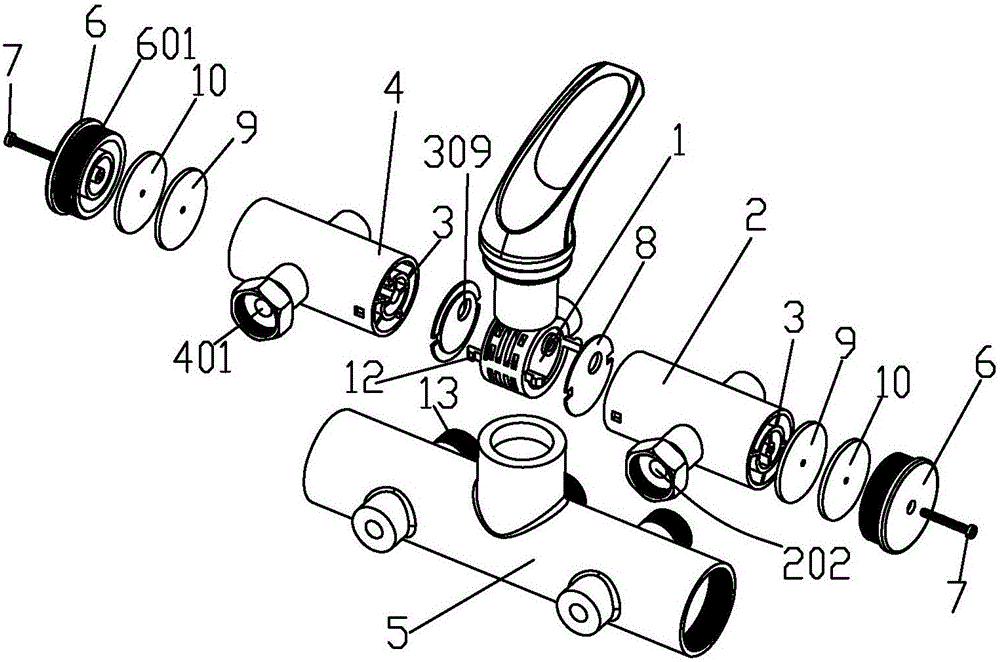 Multifunctional water mixing valve with electricity isolating wall