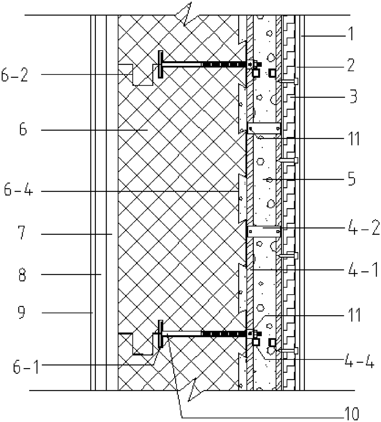 Prefabricated non-thermal bridge thermal insulation external wall of rectangular steel pipe keel and manufacturing method thereof