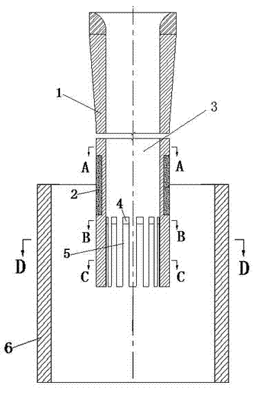 Straight-through type continuous casting immersion-type water gap