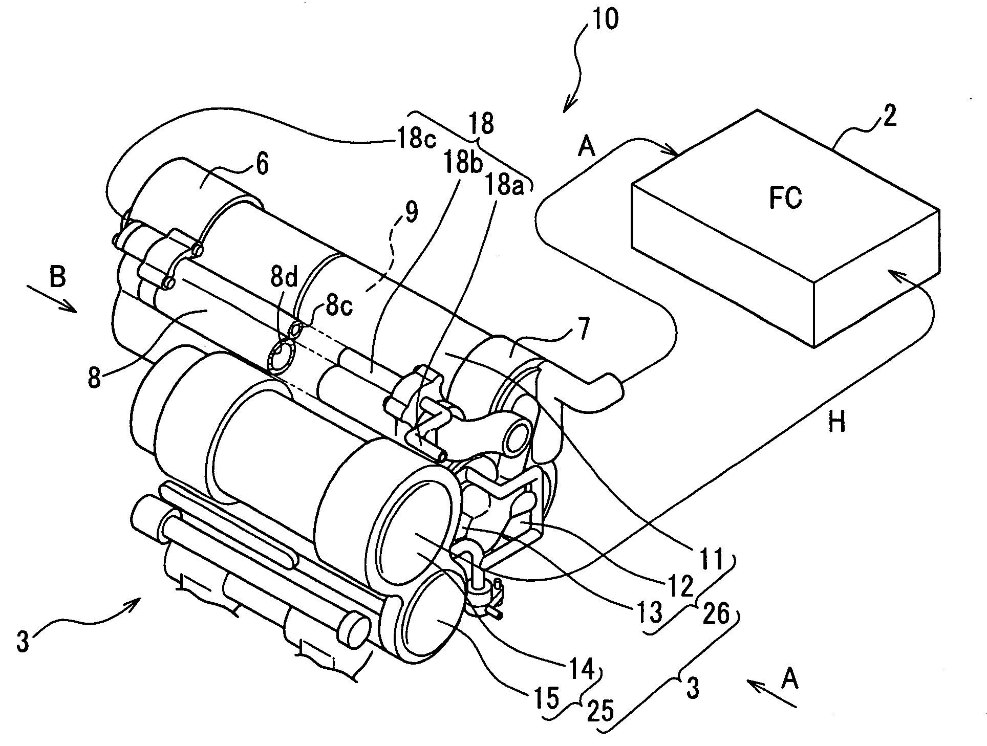 Humidifier for fuel cell and process for warming the same