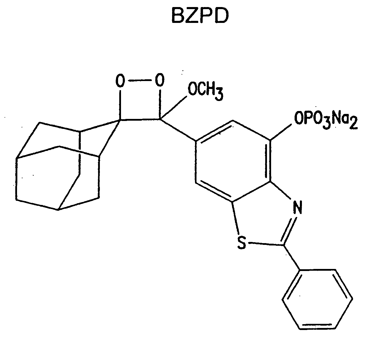 Heteroaryl substituted benzothiazole dioxetanes