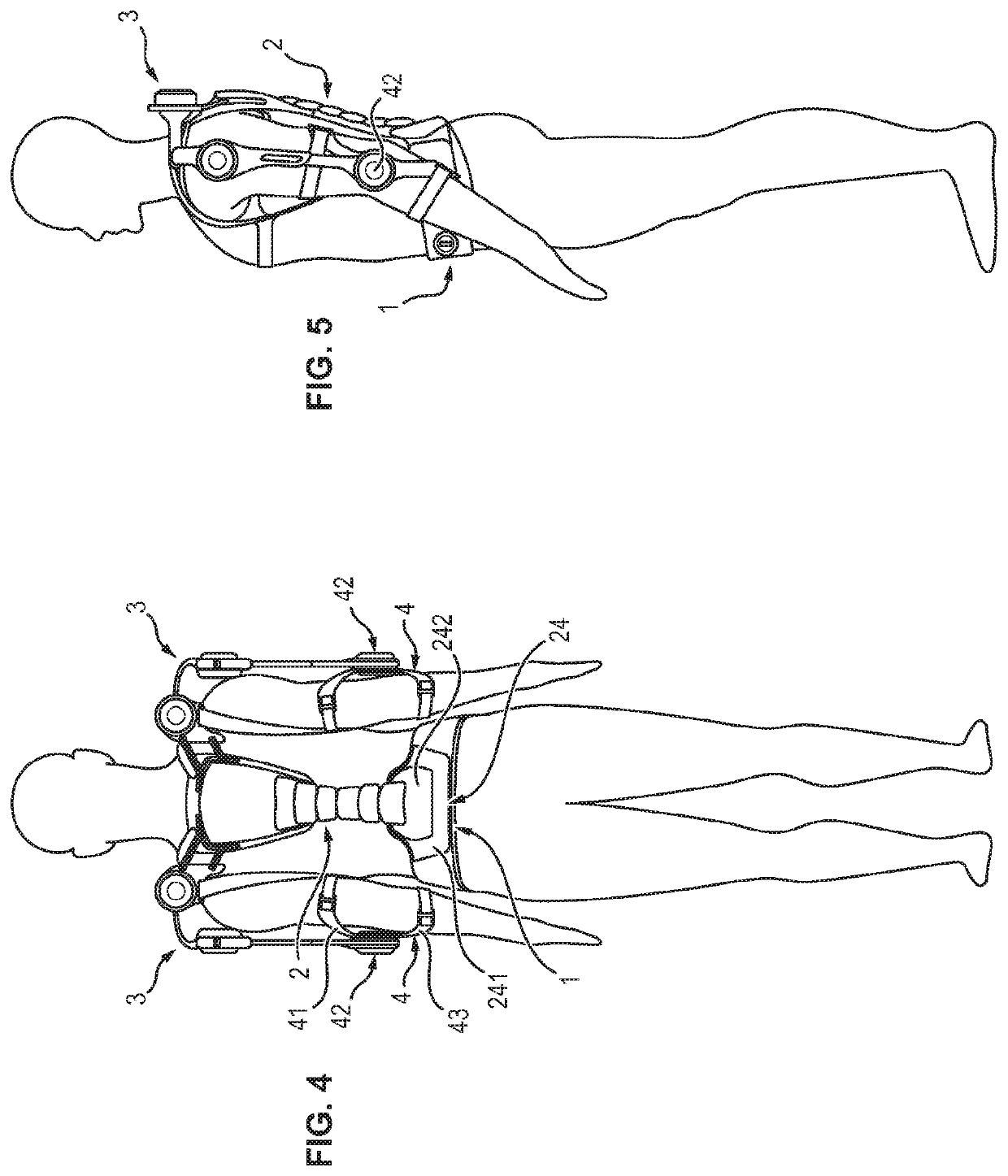 Exoskeleton structure that provides force assistance to the user