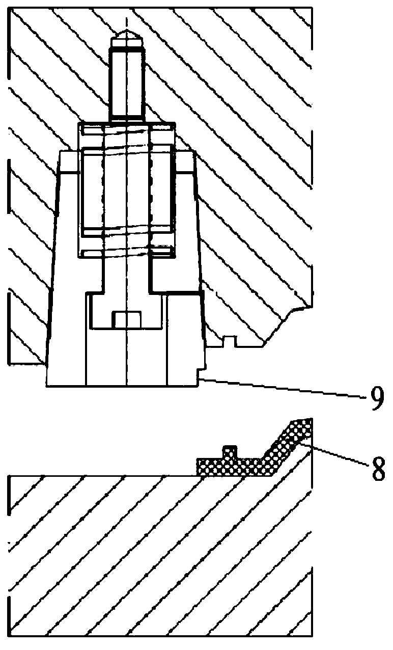 Pre-ejection elastic block mechanism for mold