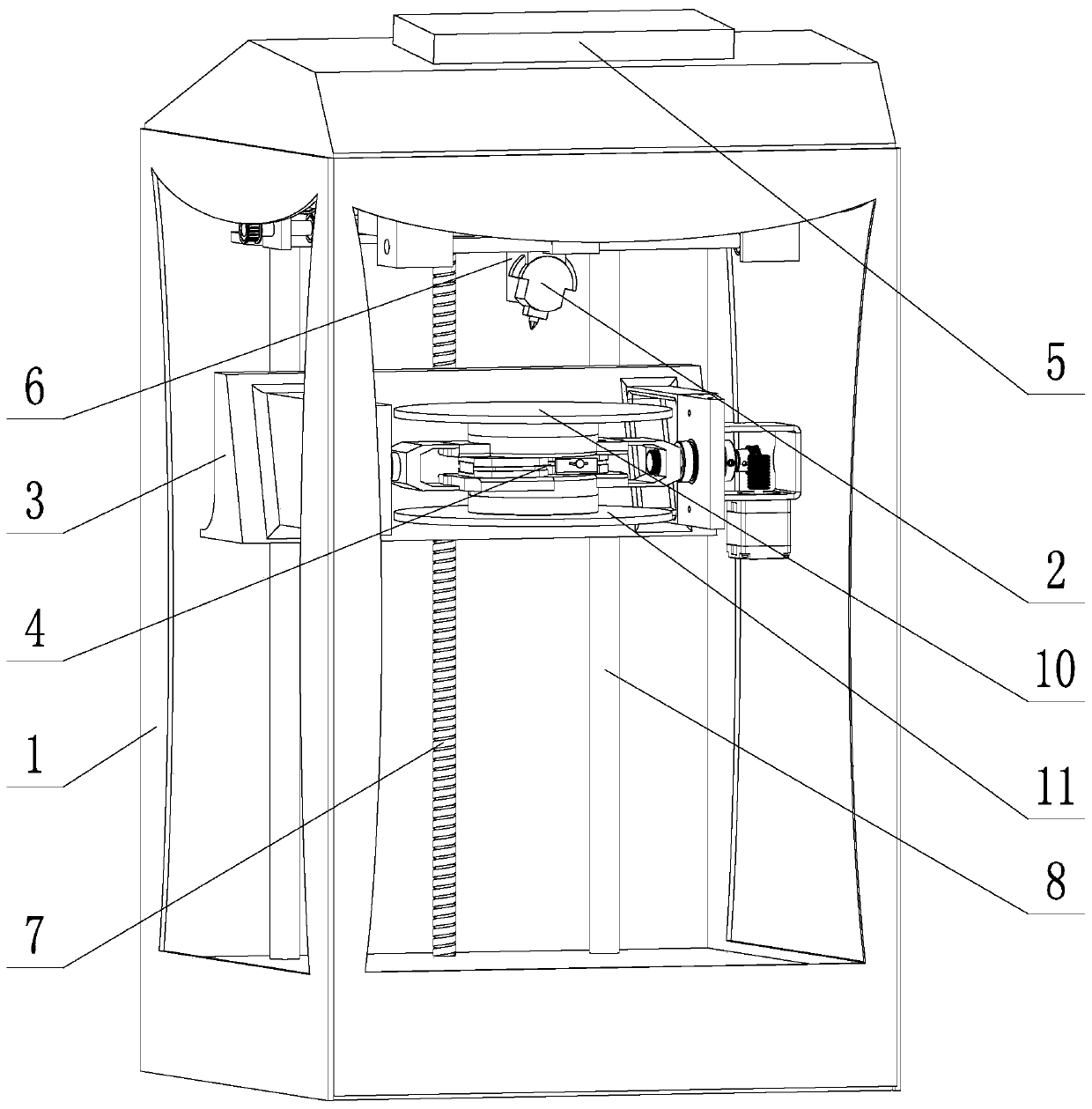 Six-axle composite non-stop 3D printer