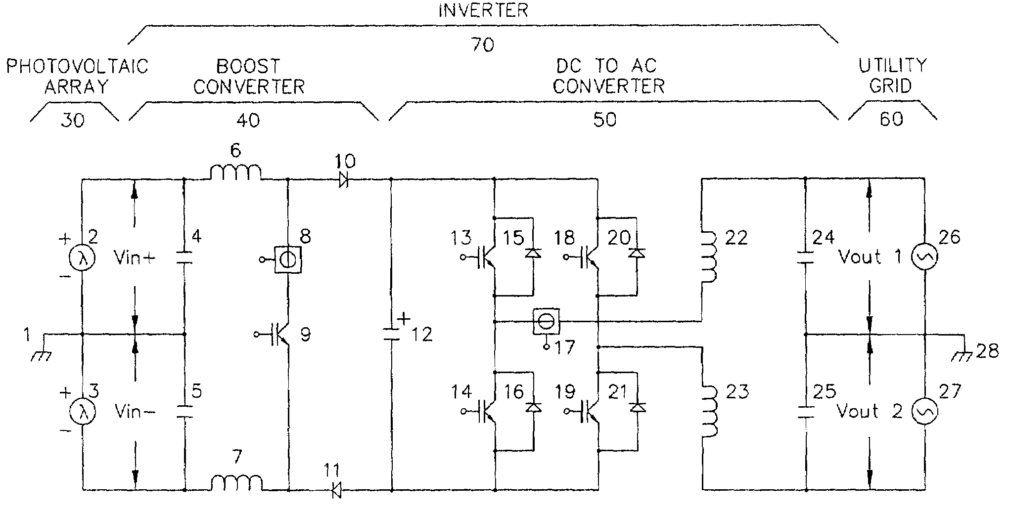 DC to AC inverter with single-switch bipolar boost circuit
