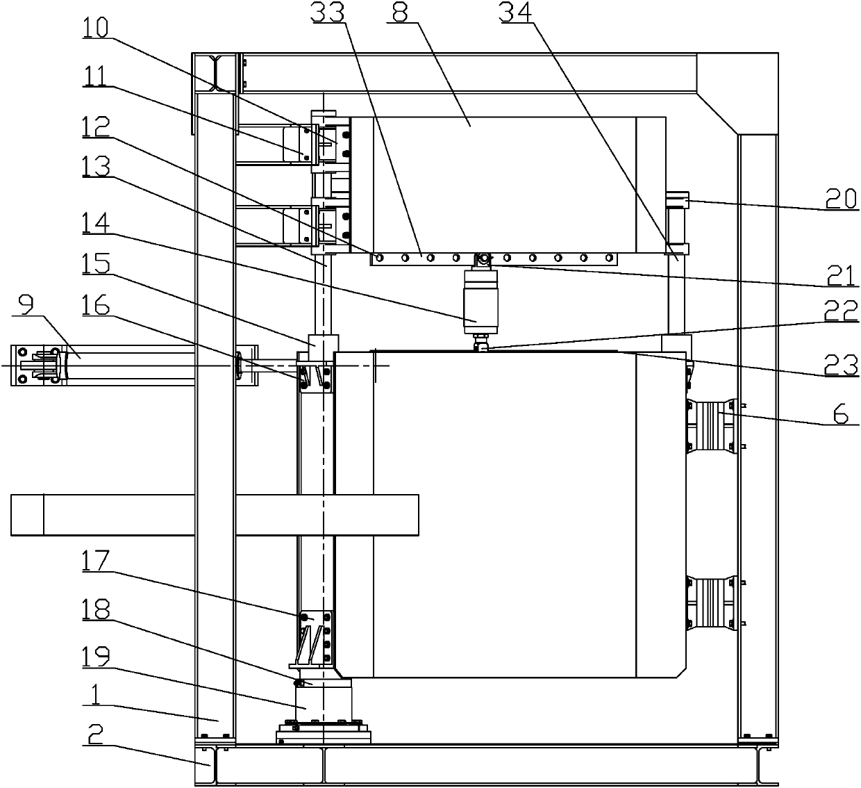 Wear simulation test bench for the friction pair of the bottom pivot of the miter gate