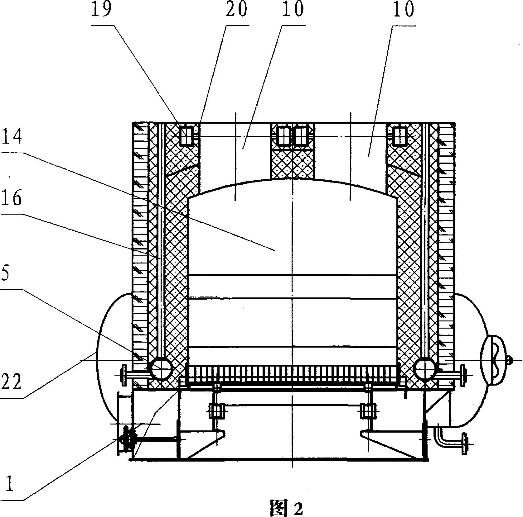 High-temperature thermal storage type combined oven arch embedded second rotational flow overfire air burning inferior fuel