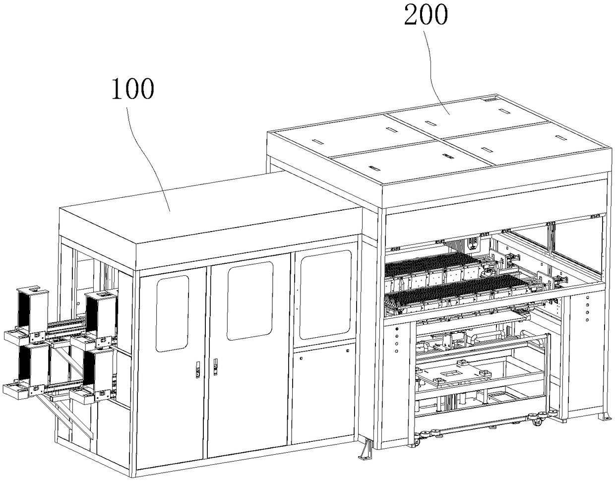 A graphite boat automatic loading and unloading equipment