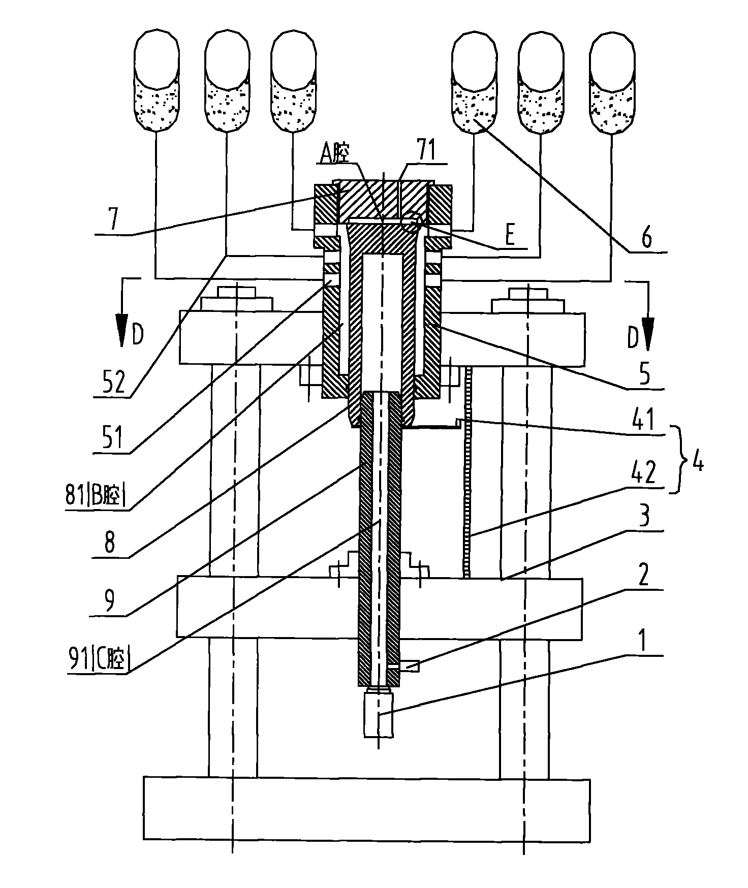 Quickly loading booster cylinder and high-flow safety valve test device using same