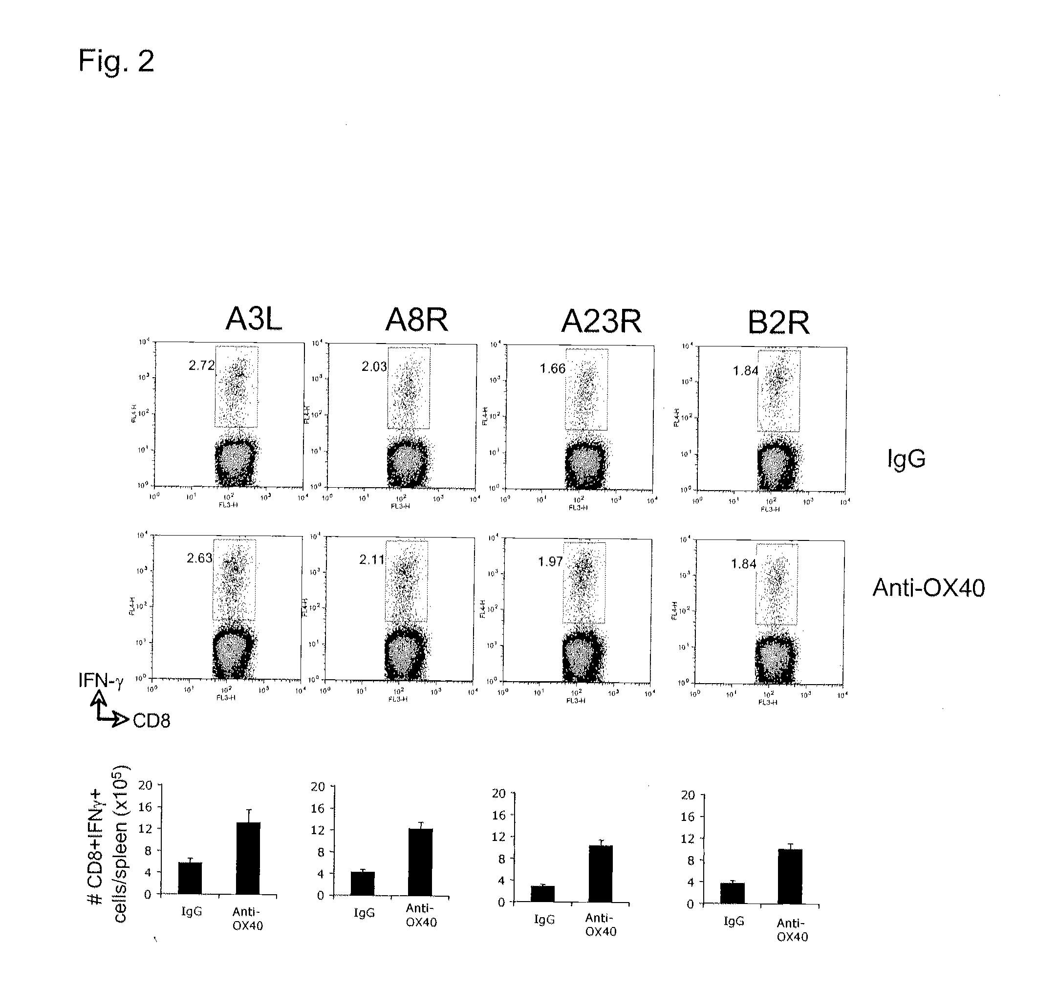 Virus vaccination and treatment methods with ox40 agonist compositions