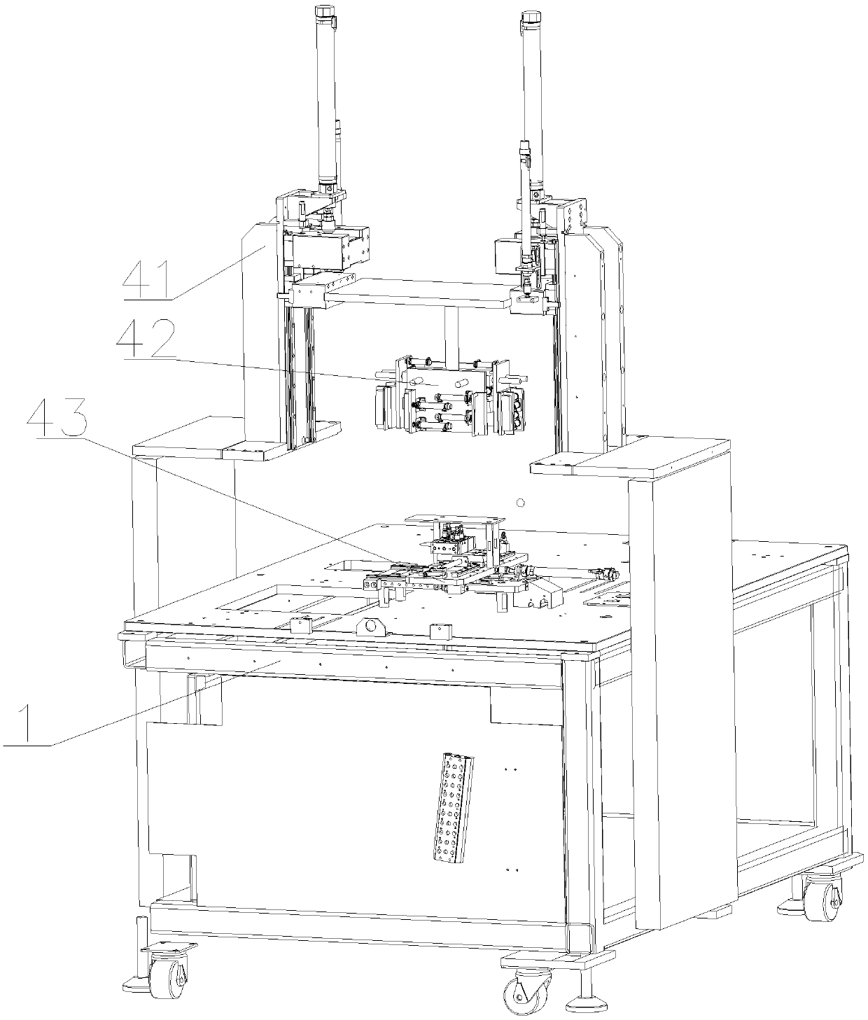 Product laminating, corner positioning and cutting mechanism