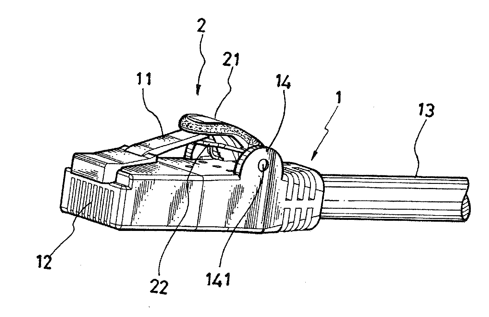 Communication Connector with Tab Operating Mechanism