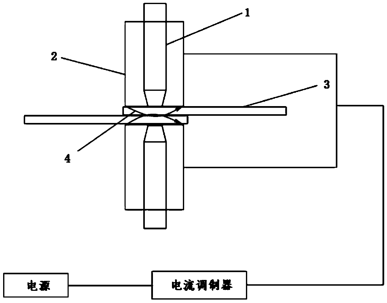 Resistor spot welding method under action of controllable rotating magnetic field