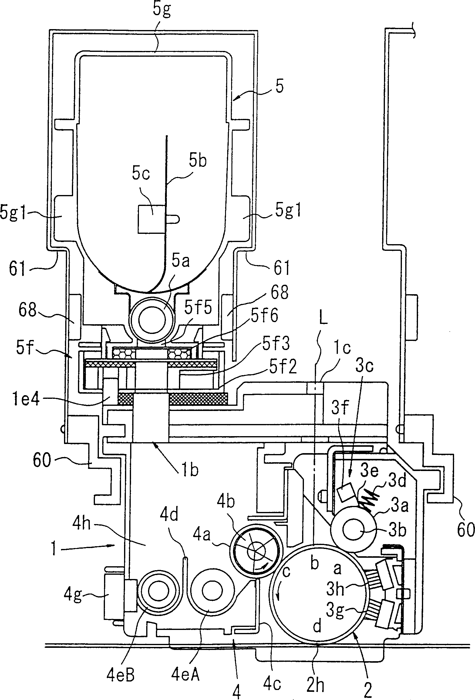 Imaging device and developer supplying box detechably mounted in imaging device
