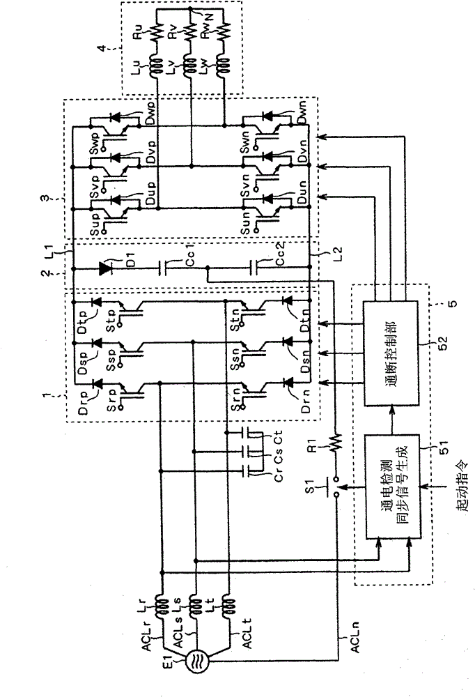 Direct type AC power converting device