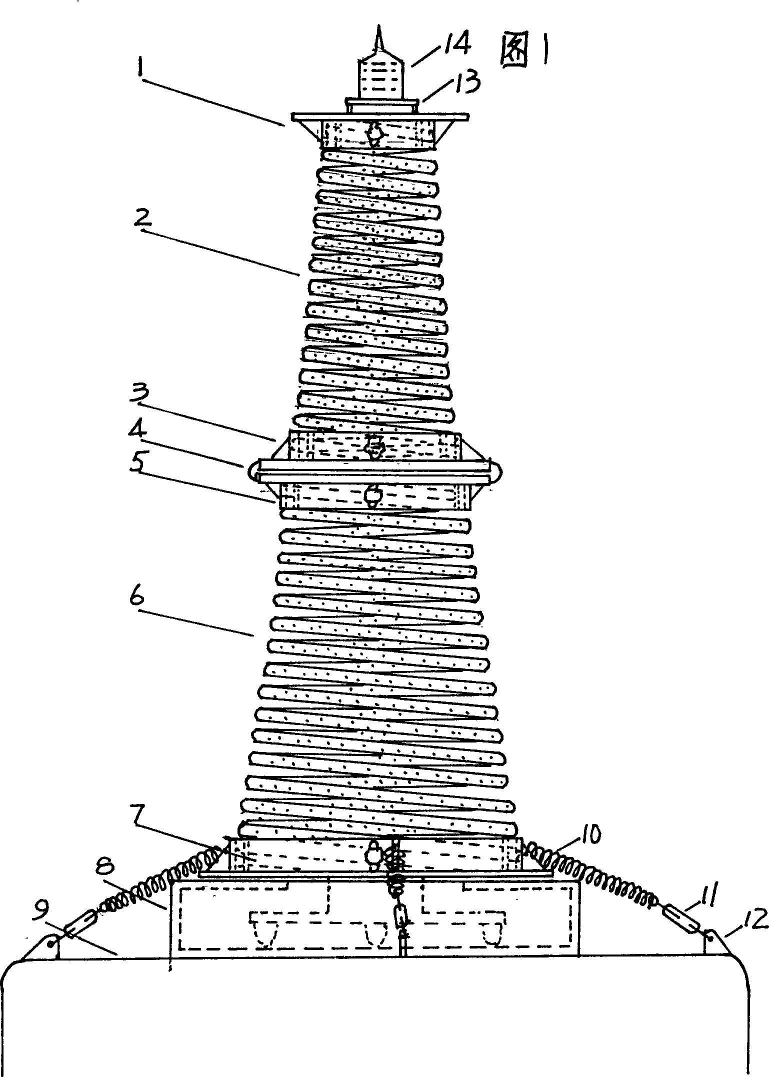 Climbing-free navigation mark with cylindrical spring floating scaffold