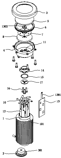 Heat dissipation structure for underwater LED (Light-emitting Diode) lamp