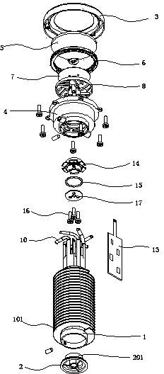 Heat dissipation structure for underwater LED (Light-emitting Diode) lamp