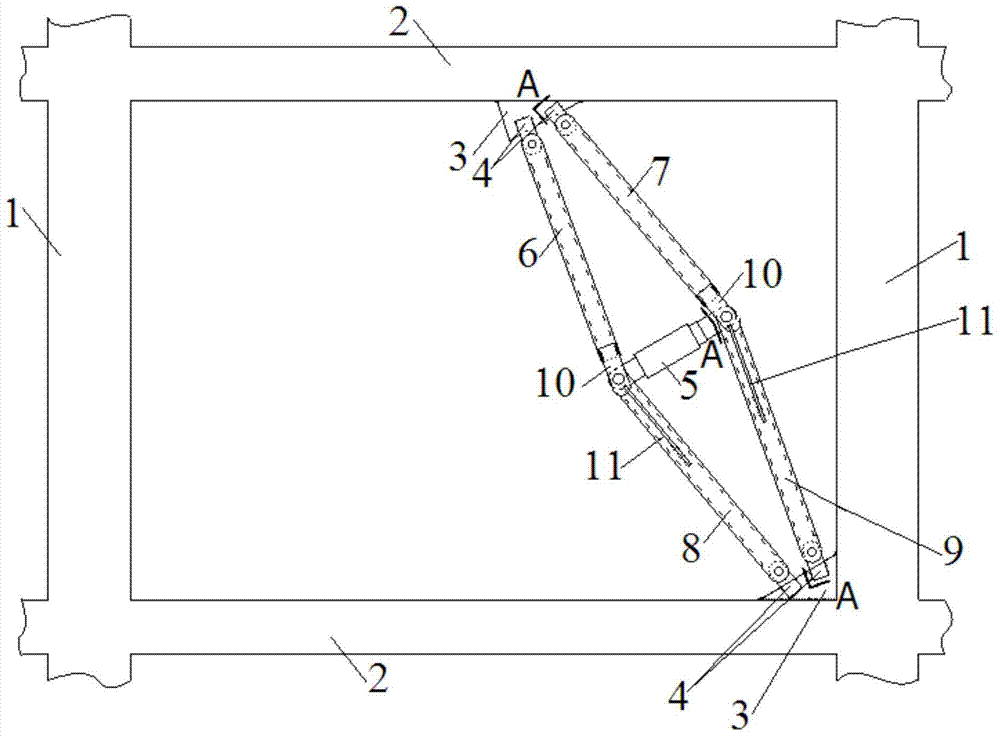 A scissor-type deformation amplification device for amplifying the energy dissipation effect of the damper